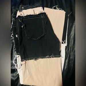 Black, Tan and White Patchwork Pants